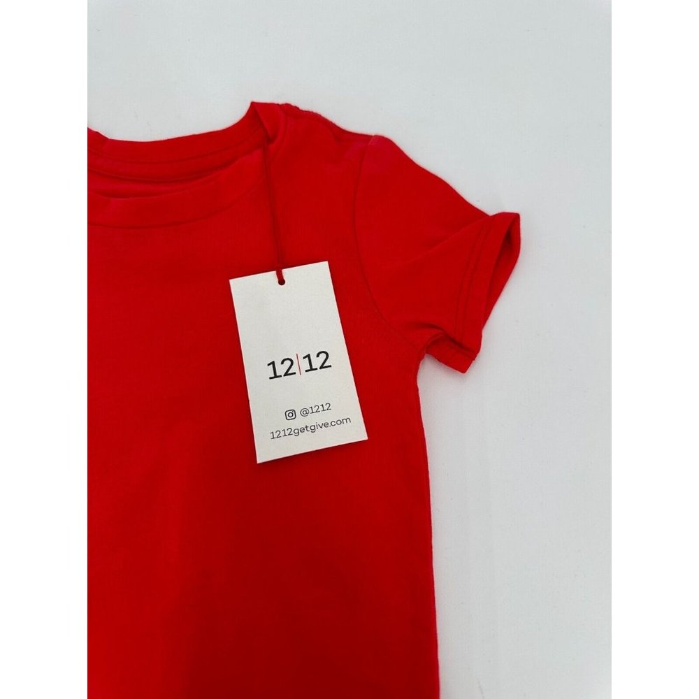 12|12 Short Sleeve Organic Pima Cotton Tee sz 0-3 Months Solid Red Plain T-Shirt - Picture 2 of 6